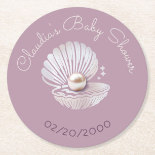 Dessous De Verre Rond Baby shower Little Pearl