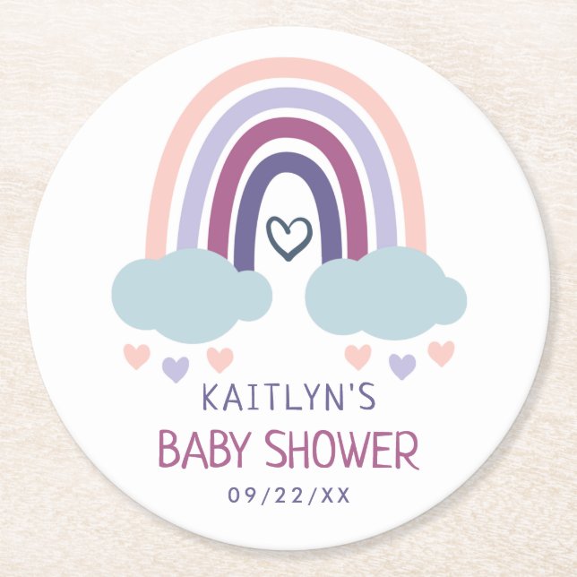 Dessous De Verre Rond Baby shower Little Rainbow (Devant)
