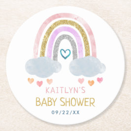 Dessous De Verre Rond Baby shower Little Rainbow