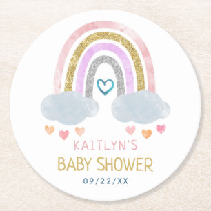 Dessous De Verre Rond Baby shower Little Rainbow
