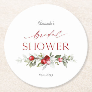 Dessous De Verre Rond Baby Shower Mariage Berry d'Hiver