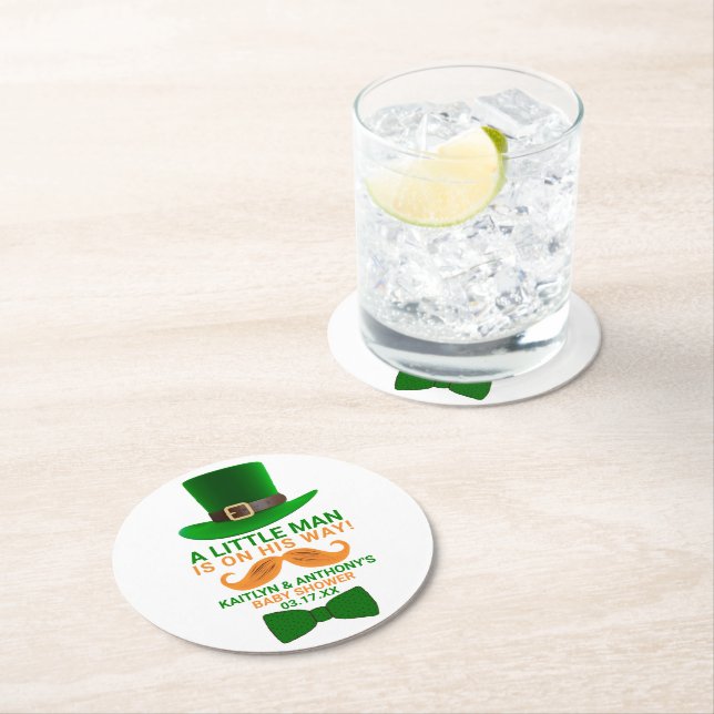 Dessous De Verre Rond Baby shower moderne de la Saint Patrick de Leprech (En situation)