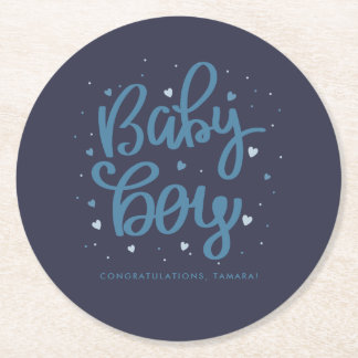 Dessous De Verre Rond Baby Shower pour le Petit Bleu
