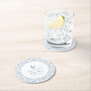 Dessous De Verre Rond Baby Shower Préparatoire Côtière Coquette
