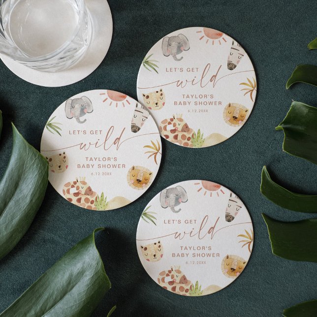 DESSOUS DE VERRE ROND BABY SHOWER SAFARI (Créateur téléchargé)