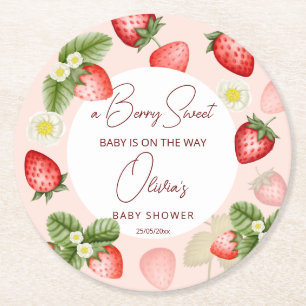 Dessous De Verre Rond Baby shower sucré fraise faveurs