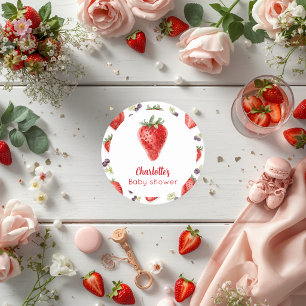 Dessous De Verre Rond Baby Shower Sucré Personnalisé aux Fraises