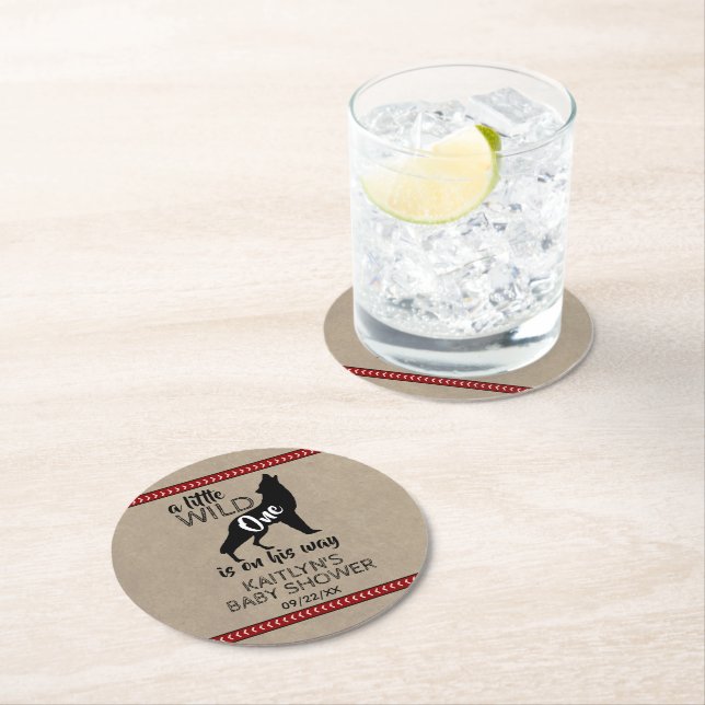 Dessous De Verre Rond Baby shower Wild One Boys (En situation)