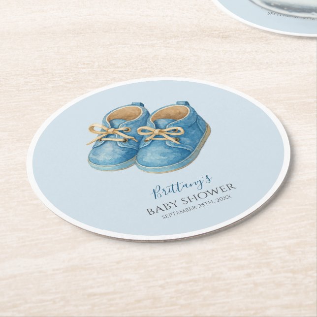 Dessous De Verre Rond Baby Sneakers Sports Baby Shower  (Incliné)