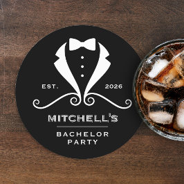 Dessous De Verre Rond Bachelor Party Tuxedo Suit Bowtie Black Wedding