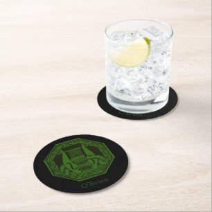 Dessous De Verre Rond Badge Green Lyre personnalisable