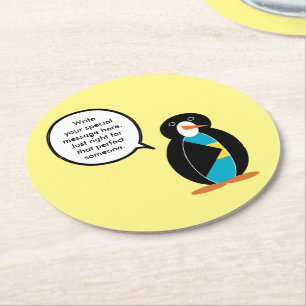 Dessous De Verre Rond Bahamas Mme Pingouin parlante