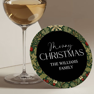 Dessous De Verre Rond Baies Victoriennes Foncé Noël Botanique