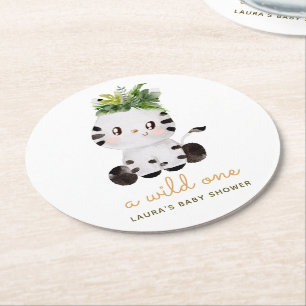 Dessous De Verre Rond Bain de bébé Safari Zèbre à l'aquarelle