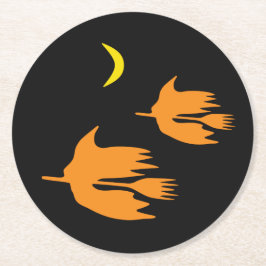 Dessous De Verre Rond Balade nocturne - Halloween Witch Image.
