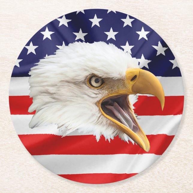 Dessous De Verre Rond Bald Eagle charmant cadeau patriotique (Devant)