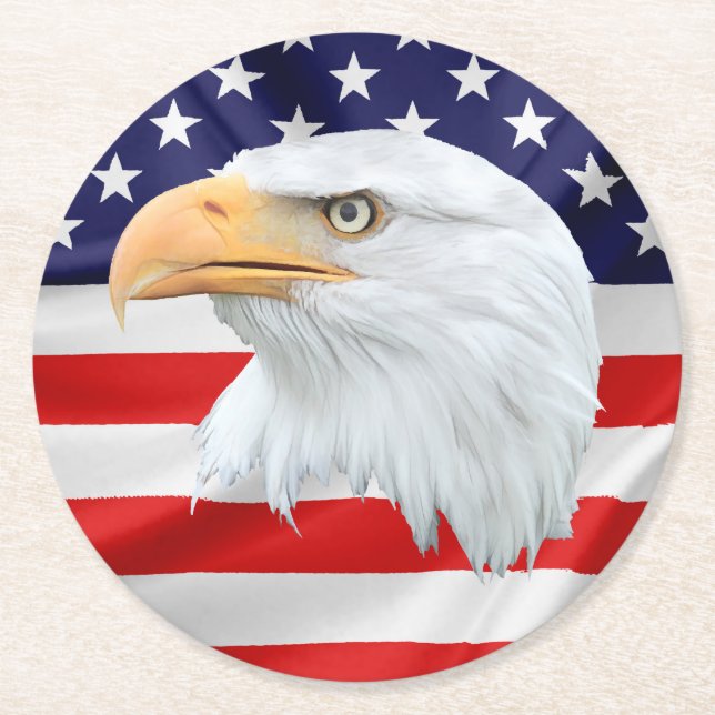 Dessous De Verre Rond Bald Eagle élégant patriotique (Devant)