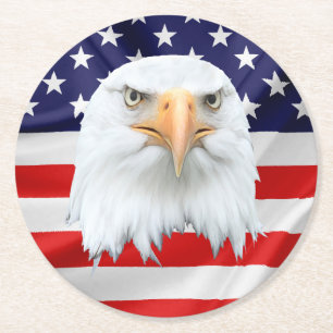 Dessous De Verre Rond Bald Eagle fantastique patriotique