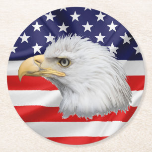 Dessous De Verre Rond Bald Eagle style patriotique