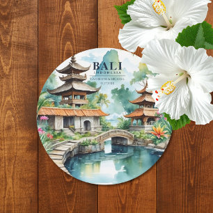Dessous De Verre Rond Bali Indonésie Mariage Tropical Asiatique de Desti