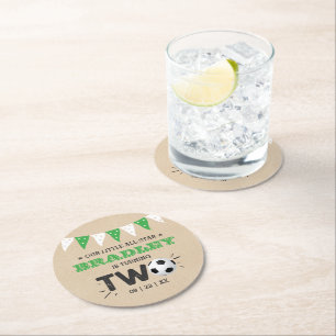Dessous De Verre Rond Balle de football étoile 2e fête d'anniversaire