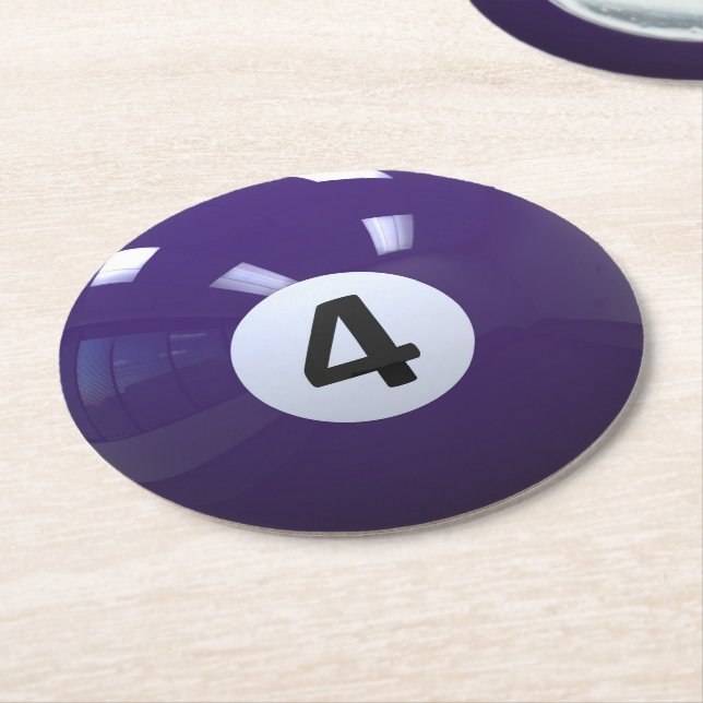 Dessous De Verre Rond Balle Purple No 4 Billiard Pool (Incliné)
