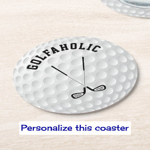 Dessous De Verre Rond Balles de golf avec texte personnalisé et croiseme