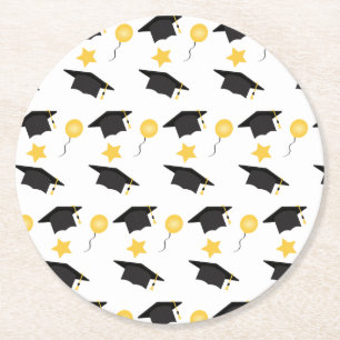 Dessous De Verre Rond Ballons Casquettes Motif Jaune Noir Jaune