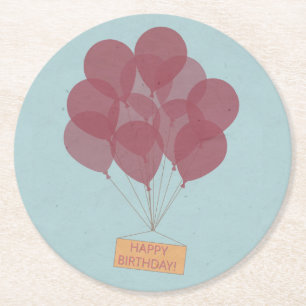 Dessous De Verre Rond Ballons d'anniversaire heureux