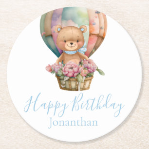 Dessous De Verre Rond Ballons d'ours en peluche Joyeux anniversaire