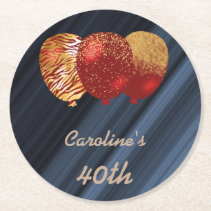 Dessous De Verre Rond Ballons Parties scintillant or 40e anniversaire