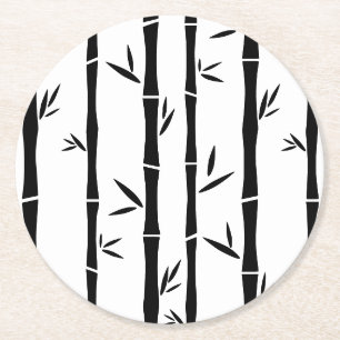 Dessous De Verre Rond Bambou noir et blanc personnalisé