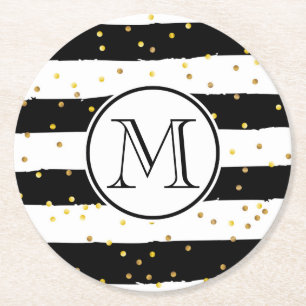 Dessous De Verre Rond Bandes noires et blanches