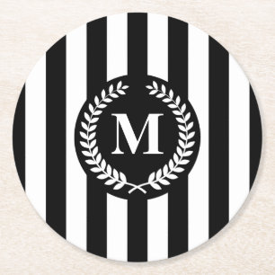 Dessous De Verre Rond Bandes noires et blanches