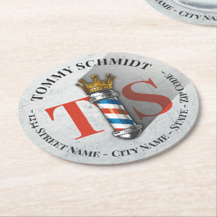 Dessous De Verre Rond Barber Hair Shop King Crown Barber Pole Hair Salon