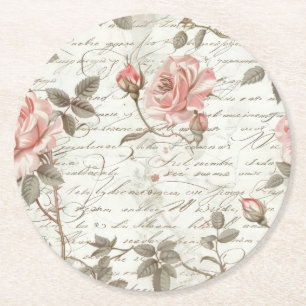 Dessous De Verre Rond Barres-boissons roses roses