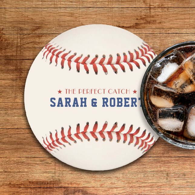 Dessous De Verre Rond Baseball Softball Sport Le Mariage Parfait (Baseball Softball Sport The Perfect Catch Wedding Round Paper Coaster
)