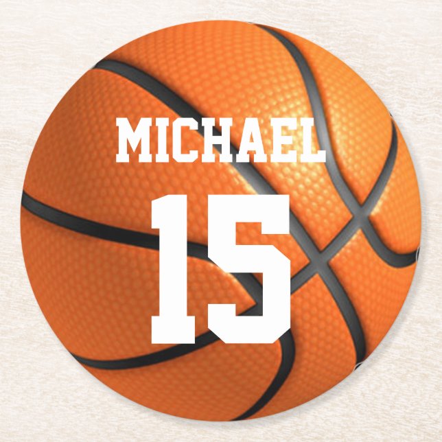 Dessous De Verre Rond Basket-ball Votre nom (Devant)