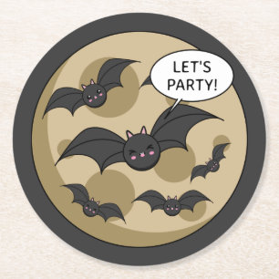 Dessous De Verre Rond Bats Having Party on Full Moon