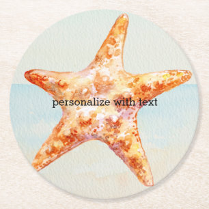 Dessous De Verre Rond Beach Tropical avec Starfish