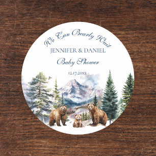 Dessous De Verre Rond Bear Adventure Baby shower d'hiver de la montagne