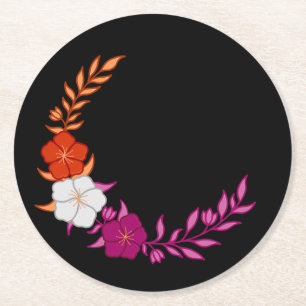 Dessous De Verre Rond Beau croissant de fleurs lesbiennes subtiles