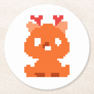 Dessous De Verre Rond Bébé cerf pixelisé mignon