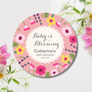 Dessous De Verre Rond Bébé En Fleur Coloré Baby shower Floral Pêche