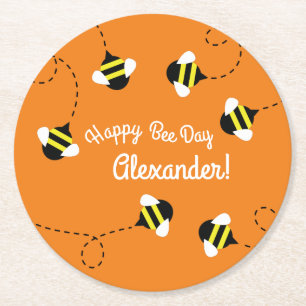 Dessous De Verre Rond Bee Day Cute Kid's Birthday