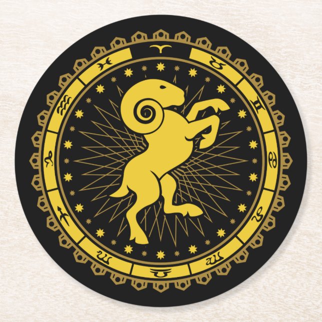 Dessous De Verre Rond Bélier - Symbole - Horoscope (Devant)