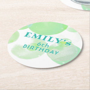 Dessous De Verre Rond Belle bulles verte et bleue Anniversaire