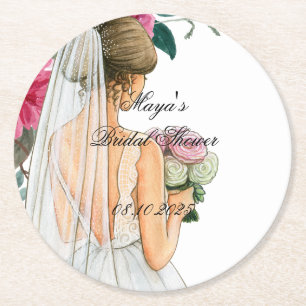 Dessous De Verre Rond belle douche nuptiale rose floral