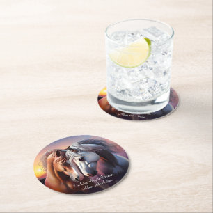 Dessous De Verre Rond Belle paire de chevaux pour l'Anniversaire