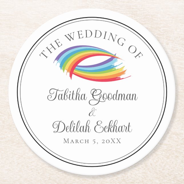 Dessous De Verre Rond Belle vague arc-en-ciel Cercle Mariage (Devant)